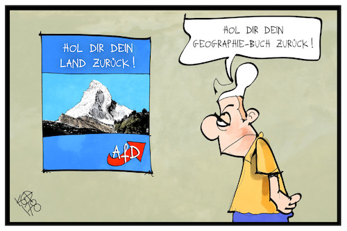 Cartoon: AfD (medium) by Kostas Koufogiorgos tagged karikatur,koufogiorgos,illustration,cartoon,afd,schweiz,deutschland,matterhorn,populismus,wahlplakat,geographie,erdkunde,berg,karikatur,koufogiorgos,illustration,cartoon,afd,schweiz,deutschland,matterhorn,populismus,wahlplakat,geographie,erdkunde,berg