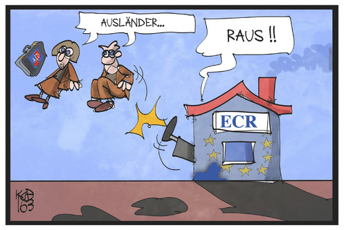 Cartoon: AfD raus! (medium) by Kostas Koufogiorgos tagged karikatur,koufogiorgos,illustration,cartoon,afd,europa,ecr,fraktion,europaparlament,rauswurf,ausländer,raus,rechtspopulismus,karikatur,koufogiorgos,illustration,cartoon,afd,europa,ecr,fraktion,europaparlament,rauswurf,ausländer,raus,rechtspopulismus