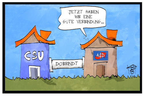 Cartoon: AfD und CSU (medium) by Kostas Koufogiorgos tagged karikatur,koufogiorgos,illustration,cartoon,afd,csu,partei,dobrindt,verbindung,konservativ,politik,karikatur,koufogiorgos,illustration,cartoon,afd,csu,partei,dobrindt,verbindung,konservativ,politik