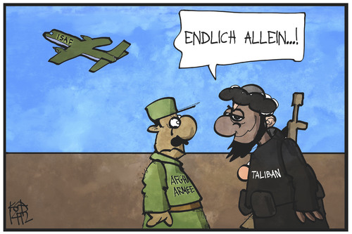 Cartoon: Afghanistan (medium) by Kostas Koufogiorgos tagged karikatur,koufogiorgos,illustration,cartoon,afghanistan,taliban,isaf,soldat,truppen,militär,krieg,konflikt,armee,flugzeug,abzug,karikatur,koufogiorgos,illustration,cartoon,afghanistan,taliban,isaf,soldat,truppen,militär,krieg,konflikt,armee,flugzeug,abzug