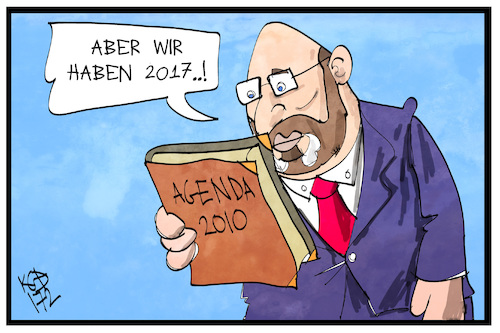 Cartoon: Agenda 2010 (medium) by Kostas Koufogiorgos tagged karikatur,koufogiorgos,illustration,cartoon,agenda,2010,2017,schulz,spd,wahlkampf,arbeitspolitik,karikatur,koufogiorgos,illustration,cartoon,agenda,2010,2017,schulz,spd,wahlkampf,arbeitspolitik