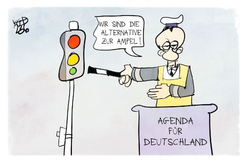 Cartoon: Agenda für Deutschland (medium) by Kostas Koufogiorgos tagged karikatur,koufogiorgos,agenda,union,merz,ampel,polizei,verkehr,karikatur,koufogiorgos,agenda,union,merz,ampel,polizei,verkehr