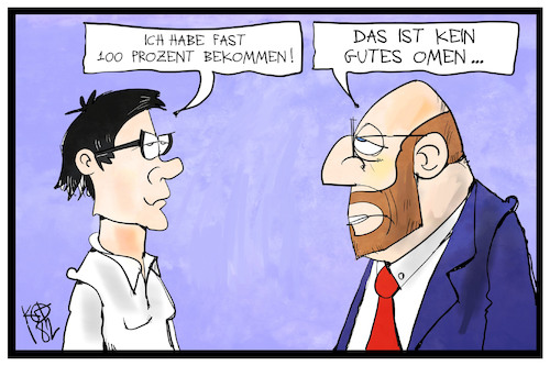 Cartoon: AKK-Wahl (medium) by Kostas Koufogiorgos tagged karikatur,koufogiorgos,illustration,cartoon,akk,kramp,karrenbauer,schulz,cdu,spd,generalsekretärin,partei,amt,politik,omen,schicksal,karikatur,koufogiorgos,illustration,cartoon,akk,kramp,karrenbauer,schulz,cdu,spd,generalsekretärin,partei,amt,politik,omen,schicksal