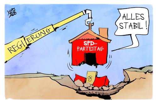 Cartoon: Alles stabil bei der SPD (medium) by Kostas Koufogiorgos tagged karikatur,koufogiorgos,spd,parteitag,regierung,karikatur,koufogiorgos,spd,parteitag,regierung