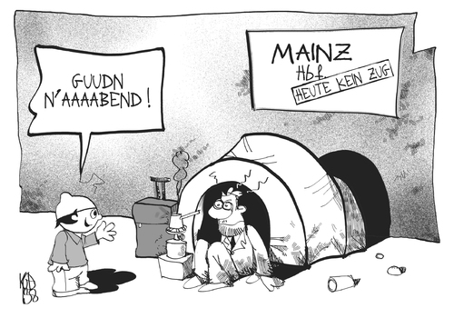 Cartoon: Am Mainzer Hbf. (medium) by Kostas Koufogiorgos tagged mainz,bahn,db,mainzelmännchen,passagier,karikatur,koufogiorgos,mainz,bahn,db,mainzelmännchen,passagier,karikatur,koufogiorgos