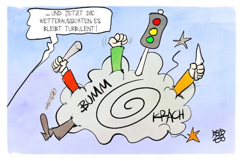 Cartoon: Ampel-Streit (medium) by Kostas Koufogiorgos tagged karikatur,koufogiorgos,ampel,streit,wetter,turbulenzen,karikatur,koufogiorgos,ampel,streit,wetter,turbulenzen
