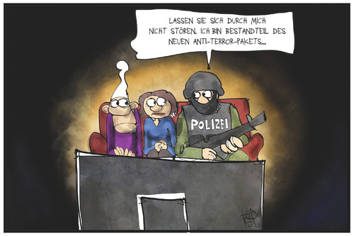 Cartoon: Anti-Terror-Paket (medium) by Kostas Koufogiorgos tagged karikatur,koufogiorgos,illustration,cartoon,anti,terror,paket,maßnahme,polizei,familie,bürger,michel,fernsehen,schutz,bewachung,sicherheit,privatsphäre,politik,karikatur,koufogiorgos,illustration,cartoon,anti,terror,paket,maßnahme,polizei,familie,bürger,michel,fernsehen,schutz,bewachung,sicherheit,privatsphäre,politik