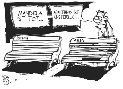 Cartoon: Apartheid (medium) by Kostas Koufogiorgos tagged mandela,apartheid,arm,reich,afrika,schwarz,weiss,rassismus,karikatur,koufogiorgos,mandela,apartheid,arm,reich,afrika,schwarz,weiss,rassismus,karikatur,koufogiorgos