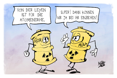 Cartoon: Atomenergie (medium) by Kostas Koufogiorgos tagged karikatur,koufogiorgos,atomenergie,atommüll,leyen,energiewende,karikatur,koufogiorgos,atomenergie,atommüll,leyen,energiewende