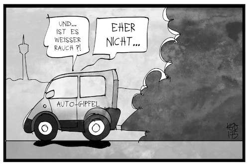 Cartoon: Autogipfel (medium) by Kostas Koufogiorgos tagged karikatur,koufogiorgos,illustration,cartoon,auto,gipfel,stuttgart,feinstaub,rauch,abgas,weiß,autombil,industrie,wirtschaft,karikatur,koufogiorgos,illustration,cartoon,auto,gipfel,stuttgart,feinstaub,rauch,abgas,weiß,autombil,industrie,wirtschaft