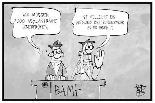 Cartoon: BAMF (medium) by Kostas Koufogiorgos tagged karikatur,koufogiorgos,illustration,cartoon,bamf,bundesamt,migration,flüchtlinge,asyl,bundeswehr,bürokratie,karikatur,koufogiorgos,illustration,cartoon,bamf,bundesamt,migration,flüchtlinge,asyl,bundeswehr,bürokratie