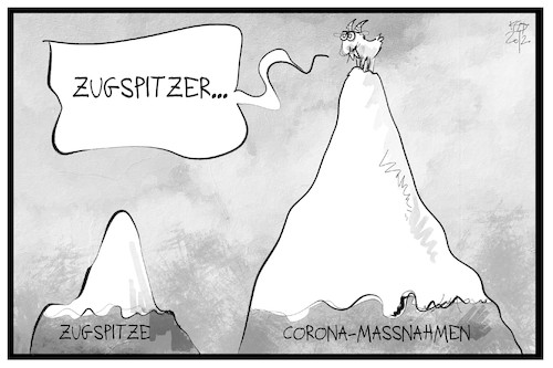 Cartoon: Bayern (medium) by Kostas Koufogiorgos tagged karikatur,koufogiorgos,illustration,cartoon,corona,bayern,zugspitze,spitzer,maßnahmen,pandemie,karikatur,koufogiorgos,illustration,cartoon,corona,bayern,zugspitze,spitzer,maßnahmen,pandemie