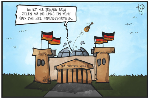 Cartoon: Biermann und die Linke (medium) by Kostas Koufogiorgos tagged karikatur,koufogiorgos,illustration,cartoon,linke,bier,biermann,kritik,reichstag,parlament,angriff,gitarre,musik,politik,karikatur,koufogiorgos,illustration,cartoon,linke,bier,biermann,kritik,reichstag,parlament,angriff,gitarre,musik,politik