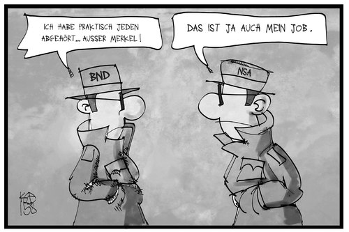 Cartoon: BND-Spionage (medium) by Kostas Koufogiorgos tagged karikatur,koufogiorgos,illustration,cartoon,agent,spion,bnd,nsa,merkel,spionage,abhören,geheimdienst,nachrichtendienst,karikatur,koufogiorgos,illustration,cartoon,agent,spion,bnd,nsa,merkel,spionage,abhören,geheimdienst,nachrichtendienst