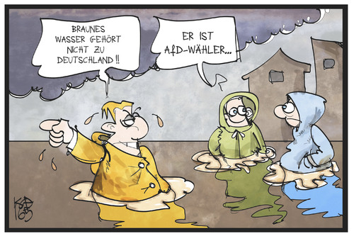 Cartoon: Braunes Wasser (medium) by Kostas Koufogiorgos tagged karikatur,koufogiorgos,illustration,cartoon,unwetter,wetter,überschwemmung,hochwasser,afd,waehler,überfremdung,katastrophe,deutschland,karikatur,koufogiorgos,illustration,cartoon,unwetter,wetter,überschwemmung,hochwasser,afd,waehler,überfremdung,katastrophe,deutschland