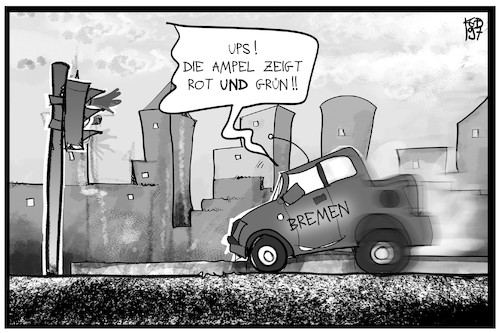 Cartoon: Bremen (medium) by Kostas Koufogiorgos tagged karikatur,koufogiorgos,illustration,cartoon,bremen,rot,grün,ampel,senat,koalition,regierung,auto,stadt,demokratie,karikatur,koufogiorgos,illustration,cartoon,bremen,rot,grün,ampel,senat,koalition,regierung,auto,stadt,demokratie