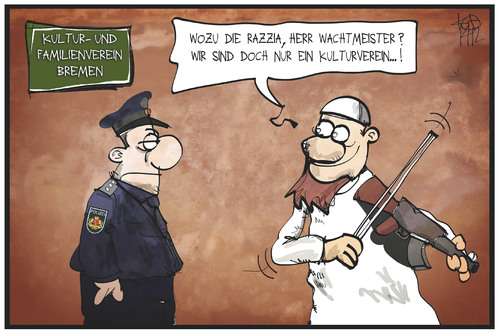 Cartoon: Bremer Salafisten (medium) by Kostas Koufogiorgos tagged familie,kultur,musik,bremen,polizei,polizist,salfaist,kuf,cartoon,illustration,koufogiorgos,karikatur,religion,politik,razzia,islamismus,extremismus,verein,karikatur,koufogiorgos,illustration,cartoon,kuf,salfaist,polizist,polizei,bremen,musik,kultur,familie,verein,extremismus,islamismus,razzia,politik,religion