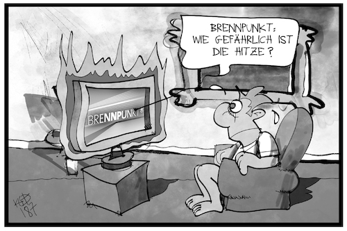 Cartoon: Brennpunkt Hitzewelle (medium) by Kostas Koufogiorgos tagged karikatur,koufogiorgos,illustration,cartoon,brennpunkt,fernsehen,hitzewelle,hitze,feuer,wetter,klima,zuschauer,ard,programm,karikatur,koufogiorgos,illustration,cartoon,brennpunkt,fernsehen,hitzewelle,hitze,feuer,wetter,klima,zuschauer,ard,programm