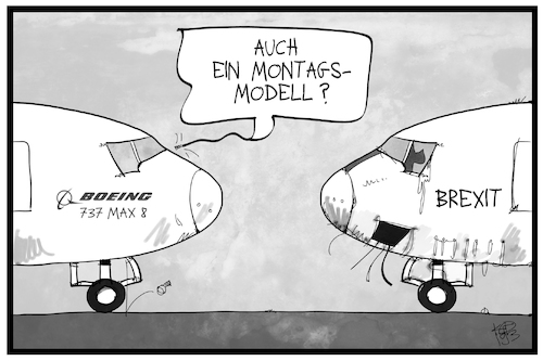 Cartoon: Brexit (medium) by Kostas Koufogiorgos tagged karikatur,koufogiorgos,illustration,cartoon,brexit,flugzeug,boeing,montagsmodell,karikatur,koufogiorgos,illustration,cartoon,brexit,flugzeug,boeing,montagsmodell