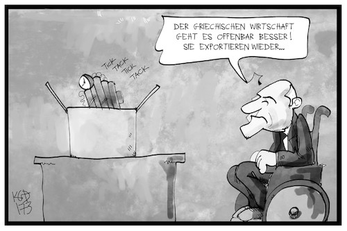 Cartoon: Briefbombe (medium) by Kostas Koufogiorgos tagged karikatur,koufogiorgos,illustration,cartoon,briefbombe,sprengsatz,paket,schäuble,wirtschaft,griechenland,anschlag,finanzminister,karikatur,koufogiorgos,illustration,cartoon,briefbombe,sprengsatz,paket,schäuble,wirtschaft,griechenland,anschlag,finanzminister