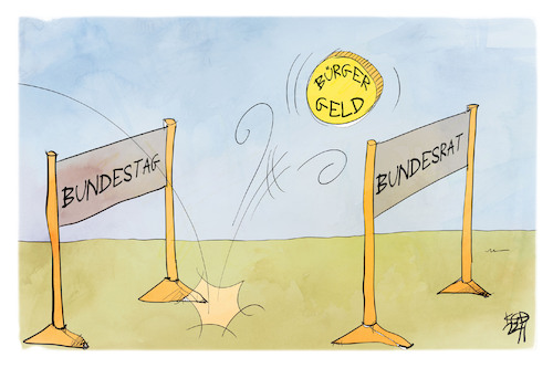 Cartoon: Bürgergeld (medium) by Kostas Koufogiorgos tagged koufogiorgos,karikatur,bürgergeld,hürde,bundestag,bundesrat,geld,koufogiorgos,karikatur,bürgergeld,hürde,bundestag,bundesrat,geld