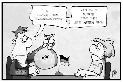 Cartoon: Bund-Länder-Finanzreform (medium) by Kostas Koufogiorgos tagged karikatur,koufogiorgos,illustration,cartoon,bund,länder,finanzreform,vater,sohn,geld,erpressung,einfluss,finanzausgleich,kontrolle,politik,karikatur,koufogiorgos,illustration,cartoon,bund,länder,finanzreform,vater,sohn,geld,erpressung,einfluss,finanzausgleich,kontrolle,politik