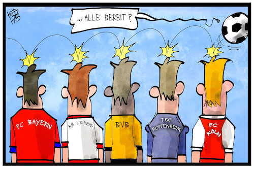 Cartoon: Bundesligastart (medium) by Kostas Koufogiorgos tagged karikatur,koufogiorgos,illustration,cartoon,bundesligastart,fussball,sport,bundesliga,ball,saisonbgeginn,verein,club,karikatur,koufogiorgos,illustration,cartoon,bundesligastart,fussball,sport,bundesliga,ball,saisonbgeginn,verein,club