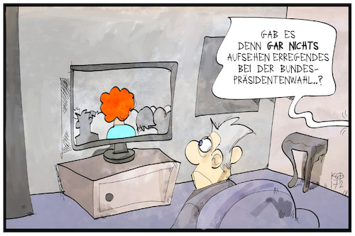 Cartoon: Bundespräsidentenwahl (medium) by Kostas Koufogiorgos tagged karikatur,koufogiorgos,illustration,cartoon,bundespräsidentenwahl,olovia,jones,eyecatcher,fernsehen,zuschauer,übertragung,langeweile,karikatur,koufogiorgos,illustration,cartoon,bundespräsidentenwahl,olovia,jones,eyecatcher,fernsehen,zuschauer,übertragung,langeweile