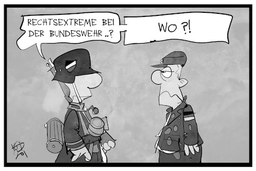 Cartoon: Bundeswehr (medium) by Kostas Koufogiorgos tagged karikatur,koufogiorgos,illustration,cartoon,bundeswehr,rechtsextremismus,soldat,militär,politik,neonazi,karikatur,koufogiorgos,illustration,cartoon,bundeswehr,rechtsextremismus,soldat,militär,politik,neonazi