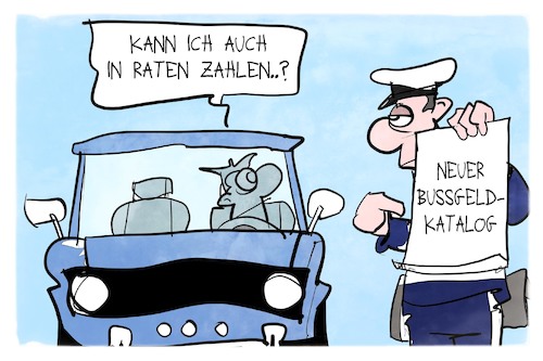 Cartoon: Bußgeldkatalog (medium) by Kostas Koufogiorgos tagged karikatur,koufogiorgos,illustration,cartoon,auto,polizei,stvo,bussgeld,rate,kredit,geld,strafe,karikatur,koufogiorgos,illustration,cartoon,auto,polizei,stvo,bussgeld,rate,kredit,geld,strafe