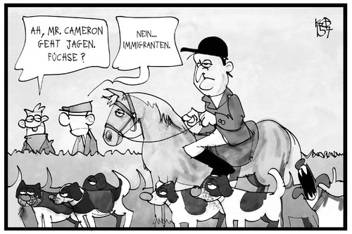 Cartoon: Cameron auf der Jagd (medium) by Kostas Koufogiorgos tagged karikatur,koufogiorgos,illustration,cartoon,cameron,grossbritannien,einwanderung,jagd,pferd,hund,flüchtlinge,asyl,politik,karikatur,koufogiorgos,illustration,cartoon,cameron,grossbritannien,einwanderung,jagd,pferd,hund,flüchtlinge,asyl,politik