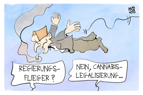 Cartoon: Cannabis-Legalisierung (medium) by Kostas Koufogiorgos tagged karikatur,koufogiorgos,cannabis,lauterbach,hasch,fliegen,regierungsflieger,karikatur,koufogiorgos,cannabis,lauterbach,hasch,fliegen,regierungsflieger