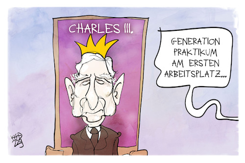 Cartoon: Charles besteigt den Thron (medium) by Kostas Koufogiorgos tagged karikatur,koufogiorgos,charles,karl,könig,thron,monarchie,praktikum,karikatur,koufogiorgos,charles,karl,könig,thron,monarchie,praktikum