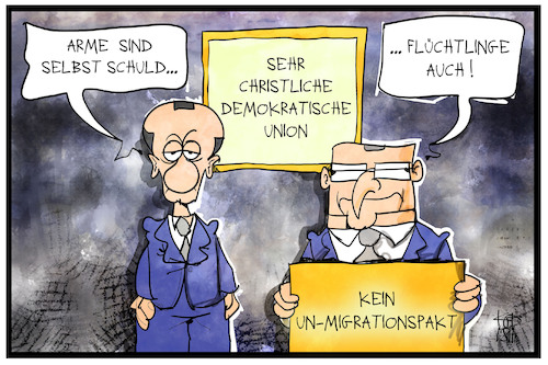 Cartoon: Christliche Werte (medium) by Kostas Koufogiorgos tagged karikatur,koufogiorgos,illustration,cartoon,cdu,christlich,arm,reich,migranten,flüchtlinge,sozial,partei,spahn,merz,karikatur,koufogiorgos,illustration,cartoon,cdu,christlich,arm,reich,migranten,flüchtlinge,sozial,partei,spahn,merz