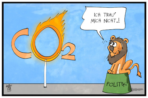 Cartoon: CO2-Eindämmung (medium) by Kostas Koufogiorgos tagged karikatur,koufogiorgos,illustration,cartoon,co2,loewe,politik,klima,klimaschutz,kohlendioxid,feuer,ring,springen,mut,angst,klimakonferenz,umwelt,erderwaermung,karikatur,koufogiorgos,illustration,cartoon,co2,loewe,politik,klima,klimaschutz,kohlendioxid,feuer,ring,springen,mut,angst,klimakonferenz,umwelt,erderwaermung