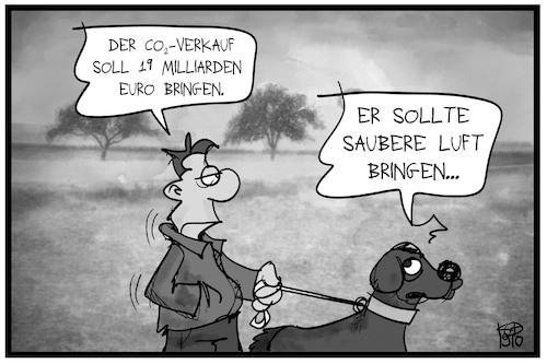 Cartoon: CO2-Preis (medium) by Kostas Koufogiorgos tagged karikatur,koufogiorgos,illustration,cartoon,co2,preis,hund,spaziergang,luft,umwelt,umweltschutz,klimaschutzpaket,mensch,tier,karikatur,koufogiorgos,illustration,cartoon,co2,preis,hund,spaziergang,luft,umwelt,umweltschutz,klimaschutzpaket,mensch,tier