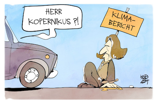 Cartoon: Copernicus-Bericht (medium) by Kostas Koufogiorgos tagged karikatur,koufogiorgos,kopernikus,klima,bericht,europa,klimakleber,karikatur,koufogiorgos,kopernikus,klima,bericht,europa,klimakleber