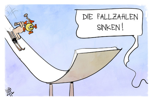 Cartoon: Corona-Fallzahlen (medium) by Kostas Koufogiorgos tagged karikatur,koufogiorgos,illustration,cartoon,corona,pandemie,fallzahlen,inzidenz,schanze,sprung,omikron,karikatur,koufogiorgos,illustration,cartoon,corona,pandemie,fallzahlen,inzidenz,schanze,sprung,omikron