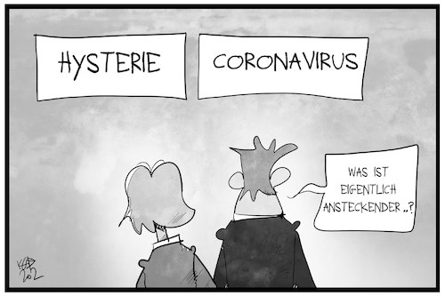 Cartoon: Corona-Hysterie (medium) by Kostas Koufogiorgos tagged karikatur,koufogiorgos,illustration,cartoon,corona,hysterie,ansteckung,verbreitung,krankheit,virus,epidemie,pandemie,karikatur,koufogiorgos,illustration,cartoon,corona,hysterie,ansteckung,verbreitung,krankheit,virus,epidemie,pandemie