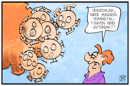 Cartoon: Coronavirus (medium) by Kostas Koufogiorgos tagged karikatur,koufogiorgos,illustration,cartoon,corona,merkel,bundeskanzlerin,virus,epidemie,krankheit,grossveranstaltung,ansteckung,gesundheit,karikatur,koufogiorgos,illustration,cartoon,corona,merkel,bundeskanzlerin,virus,epidemie,krankheit,grossveranstaltung,ansteckung,gesundheit