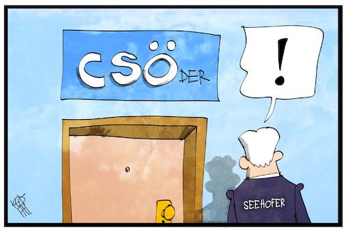 Cartoon: CSöder (medium) by Kostas Koufogiorgos tagged karikatur,koufogiorgos,illustration,cartoon,csu,partei,seehofer,söder,spitze,vorsitz,bayern,christsozial,union,karikatur,koufogiorgos,illustration,cartoon,csu,partei,seehofer,söder,spitze,vorsitz,bayern,christsozial,union