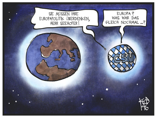 Cartoon: CSU-Europapolitik (medium) by Kostas Koufogiorgos tagged karikatur,koufogiorgos,illustration,cartoon,csu,europa,politik,sonne,erde,planet,universum,seehofer,kritik,karikatur,koufogiorgos,illustration,cartoon,csu,europa,politik,sonne,erde,planet,universum,seehofer,kritik