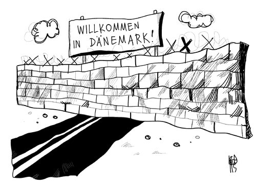 Cartoon: Dänemark (medium) by Kostas Koufogiorgos tagged schengen,abkommen,europa,eu,dänemark,kontrolle,grenze,reisen