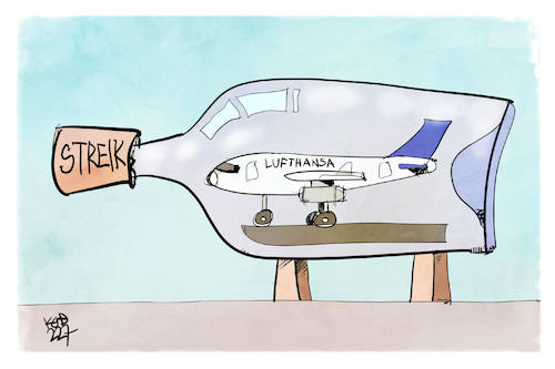 Cartoon: Das Flaschenflugzeug (medium) by Kostas Koufogiorgos tagged karikatur,koufogiorgos,flughafen,streik,verdi,flugchaos,flasche,flugzeug,karikatur,koufogiorgos,flughafen,streik,verdi,flugchaos,flasche,flugzeug