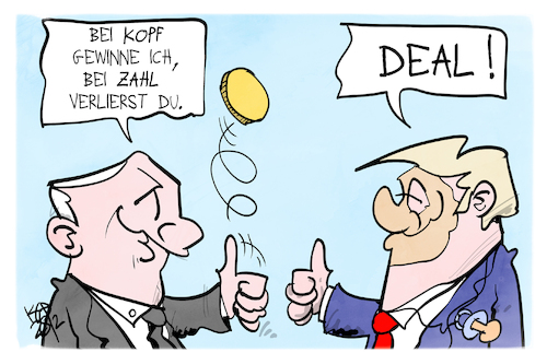 Cartoon: Deal mit Putin (medium) by Kostas Koufogiorgos tagged karikatur,koufogiorgos,putin,kopf,zahl,trump,deal,münze,sieg,niederlage,usa,russland,karikatur,koufogiorgos,putin,kopf,zahl,trump,deal,münze,sieg,niederlage,usa,russland
