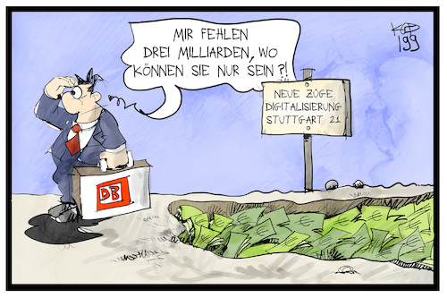 Cartoon: Defizit bei der Bahn (medium) by Kostas Koufogiorgos tagged karikatur,koufogiorgos,illustration,cartoon,bahn,loch,milliardengrab,stuttgart,21,digitalisierung,schiene,infrastruktur,geld,verlust,defizit,verkehr,karikatur,koufogiorgos,illustration,cartoon,bahn,loch,milliardengrab,stuttgart,21,digitalisierung,schiene,infrastruktur,geld,verlust,defizit,verkehr