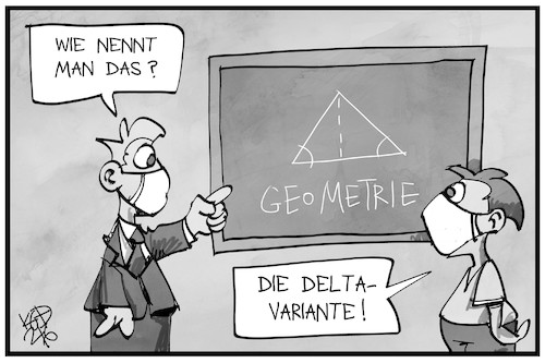 Cartoon: Delta-Variante (medium) by Kostas Koufogiorgos tagged karikatur,koufogiorgos,illustration,cartoon,delta,corona,virus,mathematik,geometrie,lehrer,schüler,karikatur,koufogiorgos,illustration,cartoon,delta,corona,virus,mathematik,geometrie,lehrer,schüler