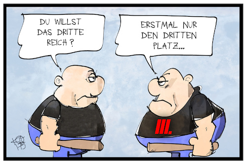 Cartoon: Der dritte Platz (medium) by Kostas Koufogiorgos tagged karikatur,koufogiorgos,illustration,cartoon,afd,drei,reich,drittes,neonazi,rechtsextremismus,terrorismus,karikatur,koufogiorgos,illustration,cartoon,afd,drei,reich,drittes,neonazi,rechtsextremismus,terrorismus