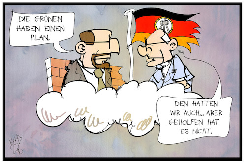 Cartoon: Der grüne Plan (medium) by Kostas Koufogiorgos tagged karikatur,koufogiorgos,illustration,cartoon,wirecard,plan,grün,ulbricht,honecker,gruene,partei,grundsatzprogramm,karikatur,koufogiorgos,illustration,cartoon,wirecard,plan,grün,ulbricht,honecker,gruene,partei,grundsatzprogramm