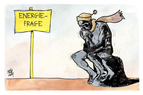Cartoon: Die Energiefrage (medium) by Kostas Koufogiorgos tagged karikatur,koufogiorgos,energie,frage,denker,rodin,karikatur,koufogiorgos,energie,frage,denker,rodin